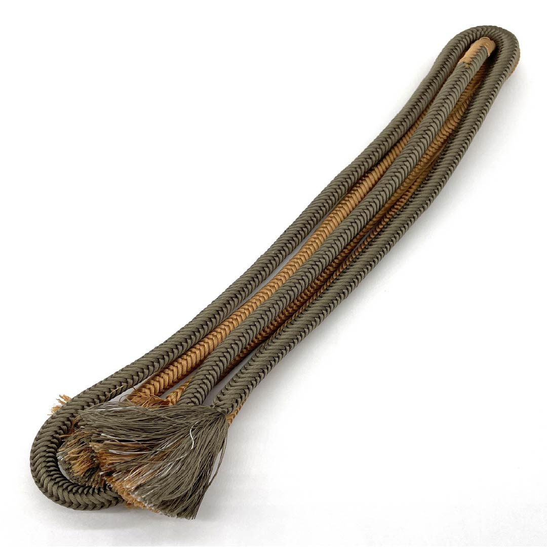 帯締め 正絹 Sランク 鈍色（にびいろ） 梅染色（うめぞめいろ） 2色 長さ約174cm 幅約1cm カジュアル 緑系 1135004732419