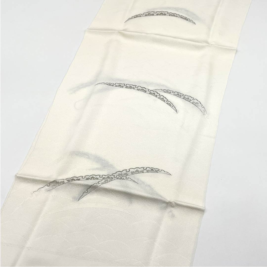 （新古品） 帯締め・帯揚げセット 正絹 留袖用 露芝 結婚式 披露宴 長さ約156cm 幅約1.5cm フォーマル Sランク 白系 1141000062311