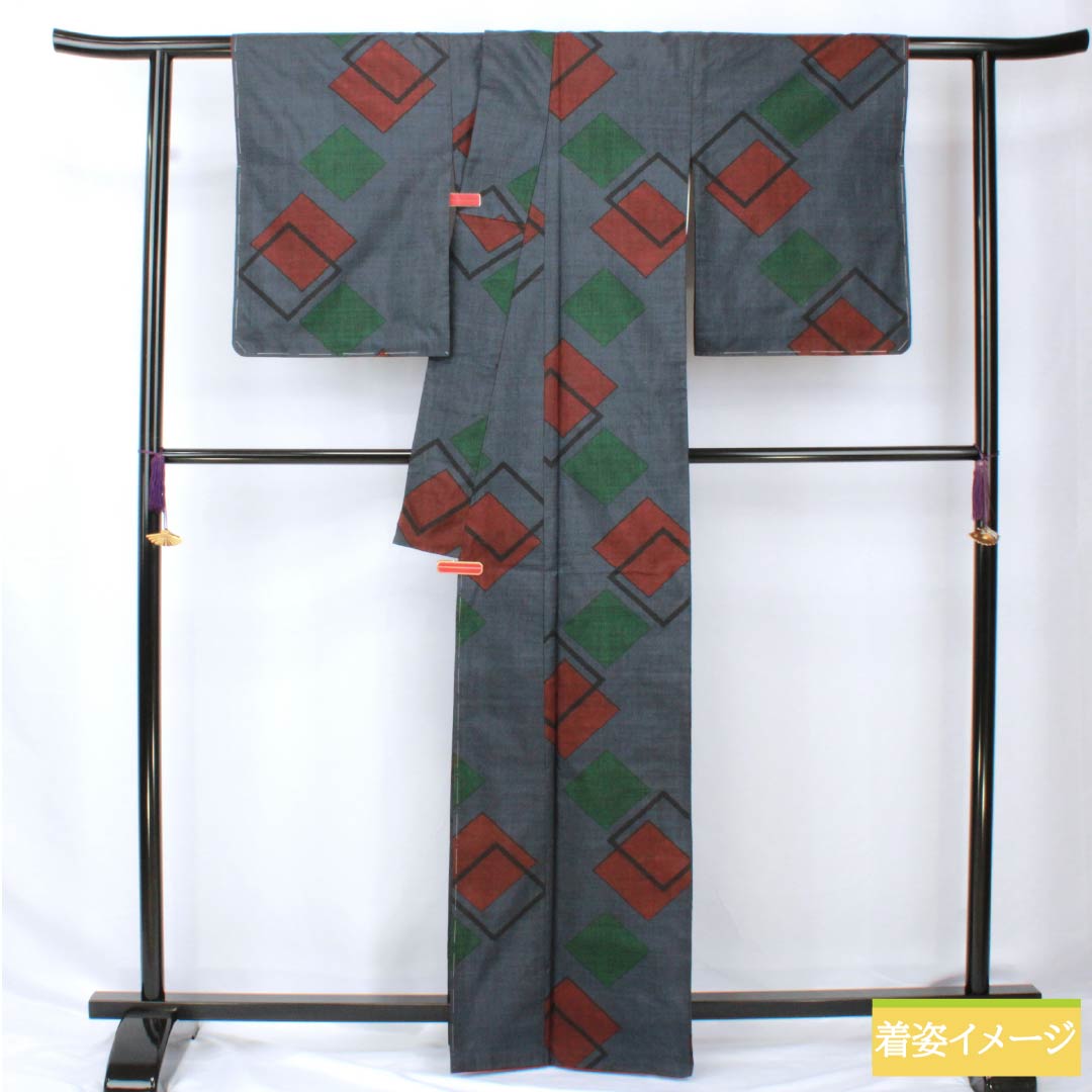 紬 正絹 身丈165cm 裄丈65.5cm 韓藍色（からあいいろ） 大島紬 一元絣 7マルキ Sランク 袷 紺系 1116003832518