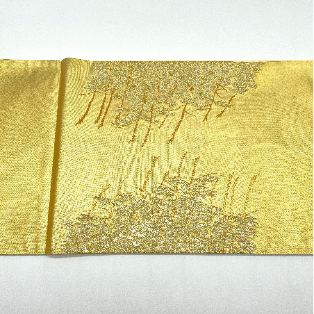 袋帯 引箔 松 本金箔 帯丈440cm 正絹 Aランク ポイント柄 フォーマル 金系 1123005063321