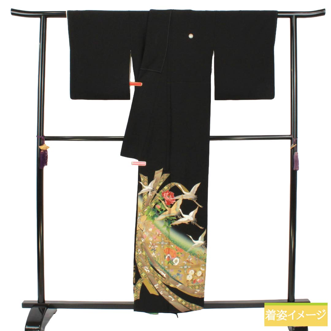 リサイクル着物】黒留袖 正絹 Aランク 身丈155.5cm 裄丈64cm 袷 京友禅