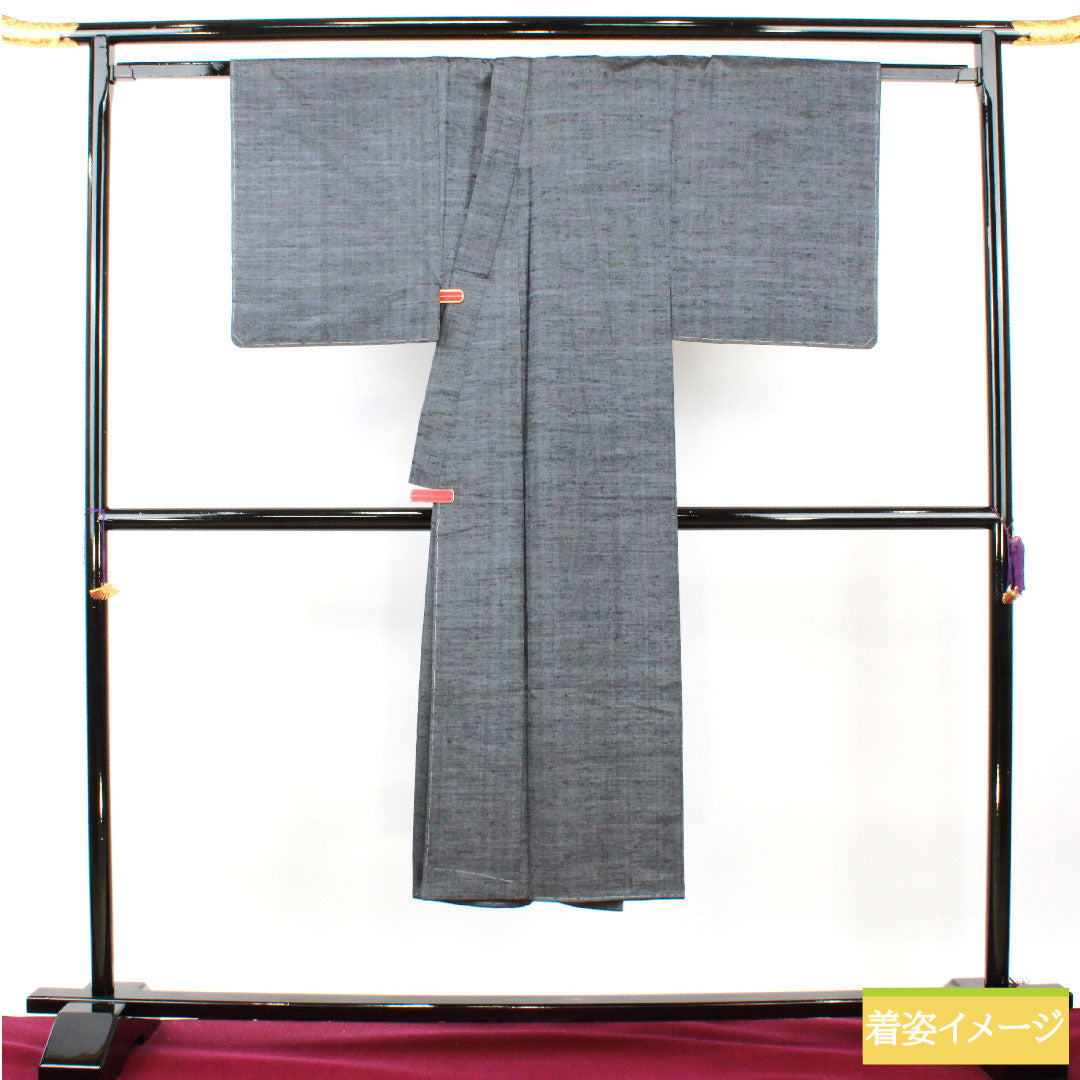 男物 正絹 身丈137.5cm 裄丈66cm むすび織 着物単品 しつけ糸付き 未使用品 Sランク 袷 グレー系 1119000782322