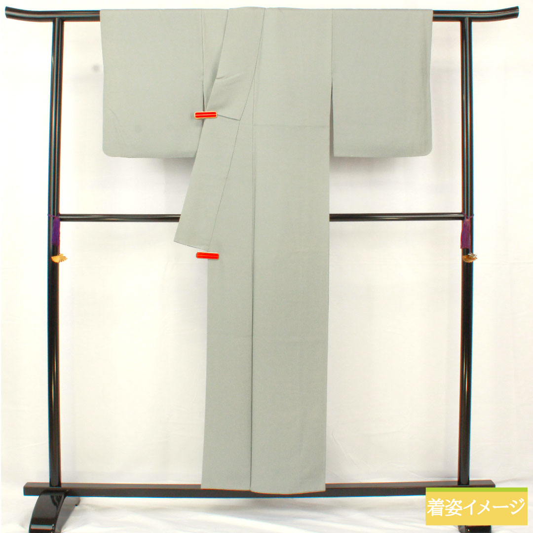 色無地 正絹 身丈153.5cm 裄丈62cm 空色鼠色（そらいろねずいろ） 素無地 作家物 袷 Aランク グレー系 1114001733222