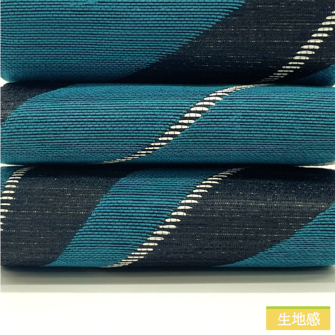 （新品未使用品）角帯 正絹 NEWランク 碧色（へきしょく） 幾何学模様 全通  帯丈436cm 幅10cm グラデーション系 1134000591999