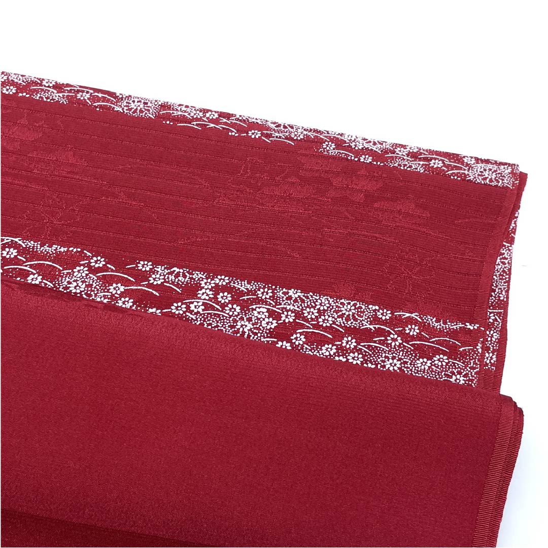 （新品）帯揚げ 正絹 セミフォーマル 真紅色（しんくいろ） 夏物 小花 長さ約172cm 幅約28.5cm NEWランク 赤系 1136000821912