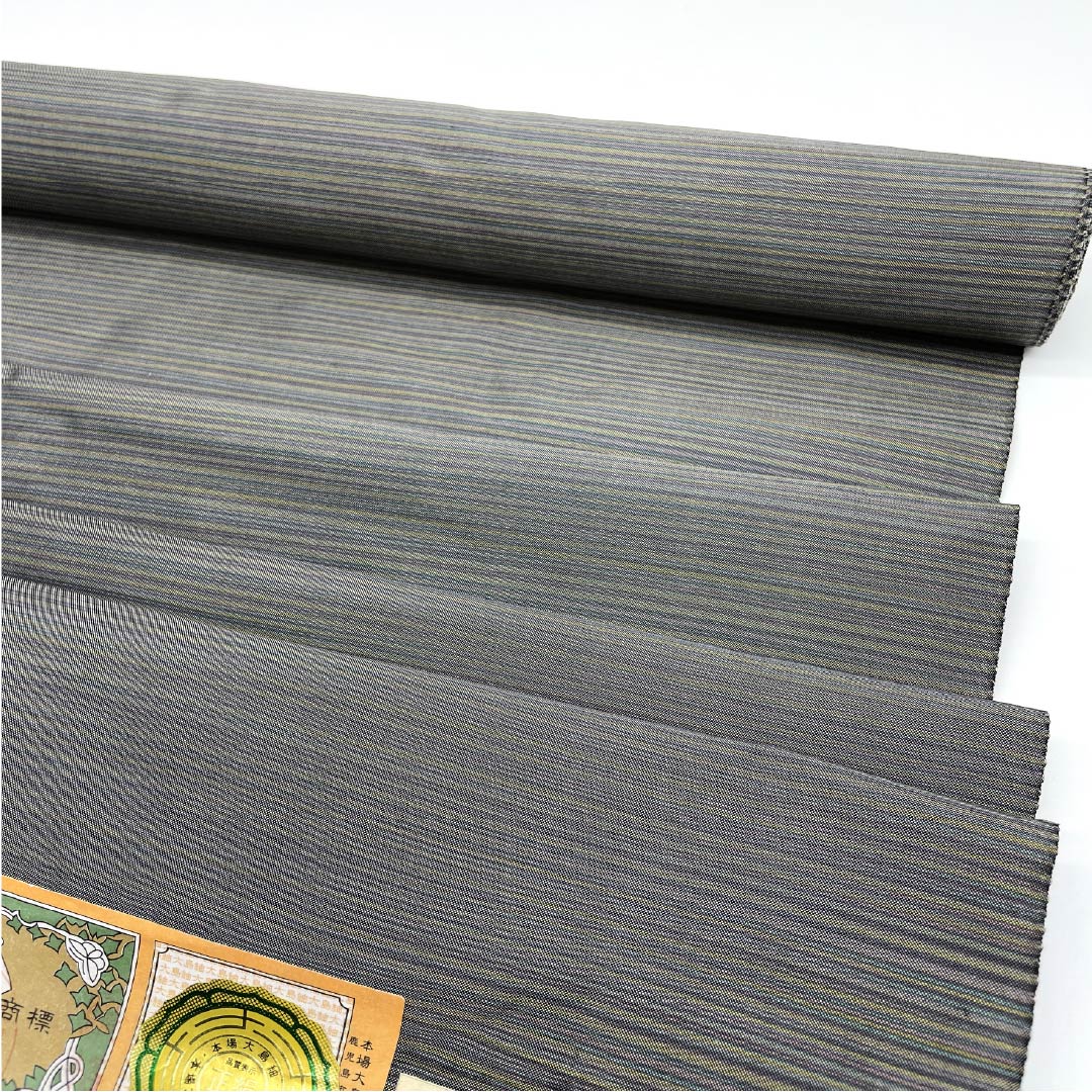 反物 紬 正絹 具墨色（ぐずみいろ） 本場縞大島 手ごね糸使用 縞 NEWランク グレー系 1130001081922
