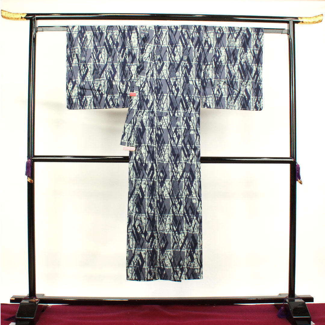 浴衣 男物 幾何学模様 木綿 Sランク 単衣 身丈143cm 裄丈70cm グラデーション系 1118001972199