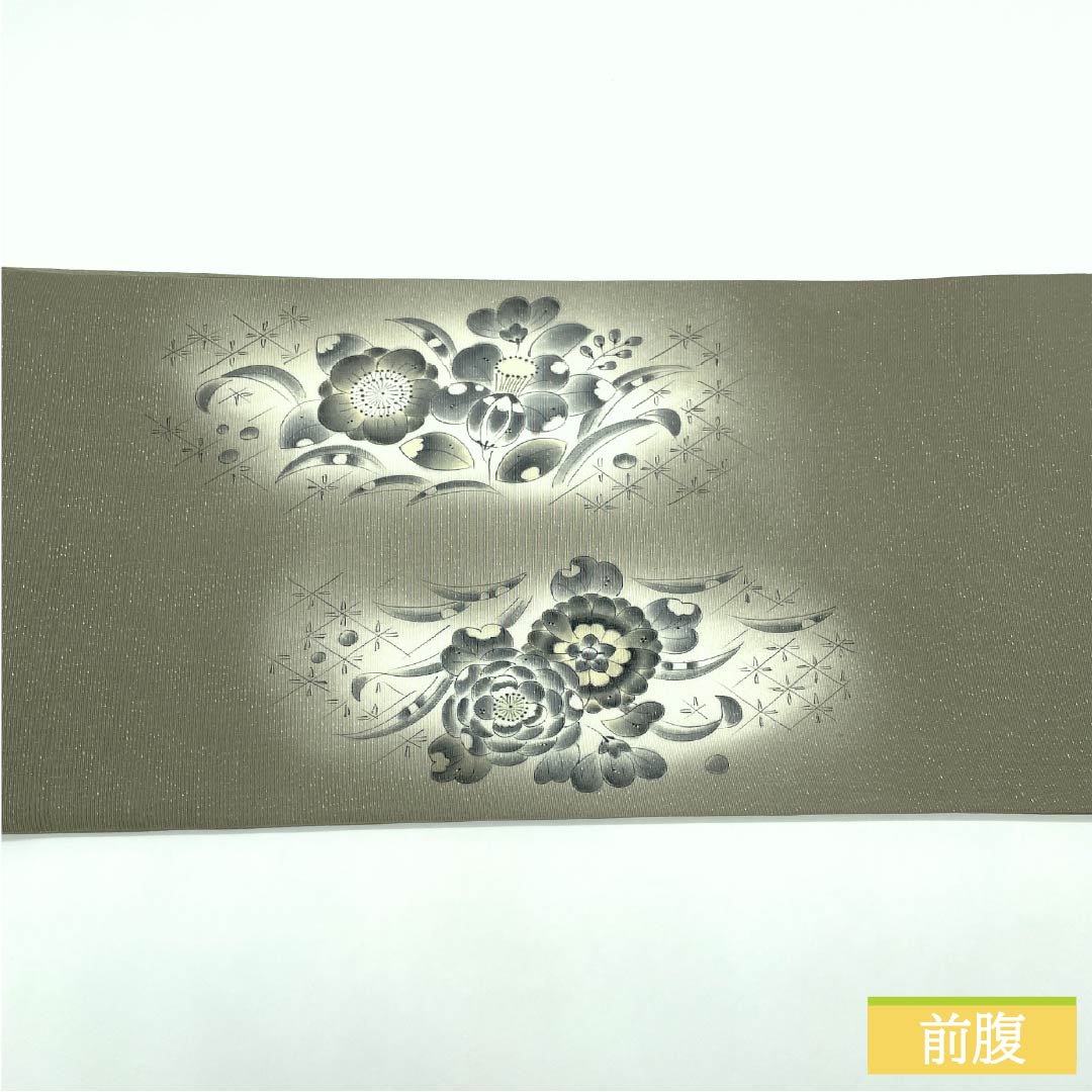 袋帯 正絹 利休鼠色（りきゅうねずみいろ） 染め帯 辻ヶ花 帯丈460cm Sランク ポイント柄 セミフォーマル グレー系 1123014972422