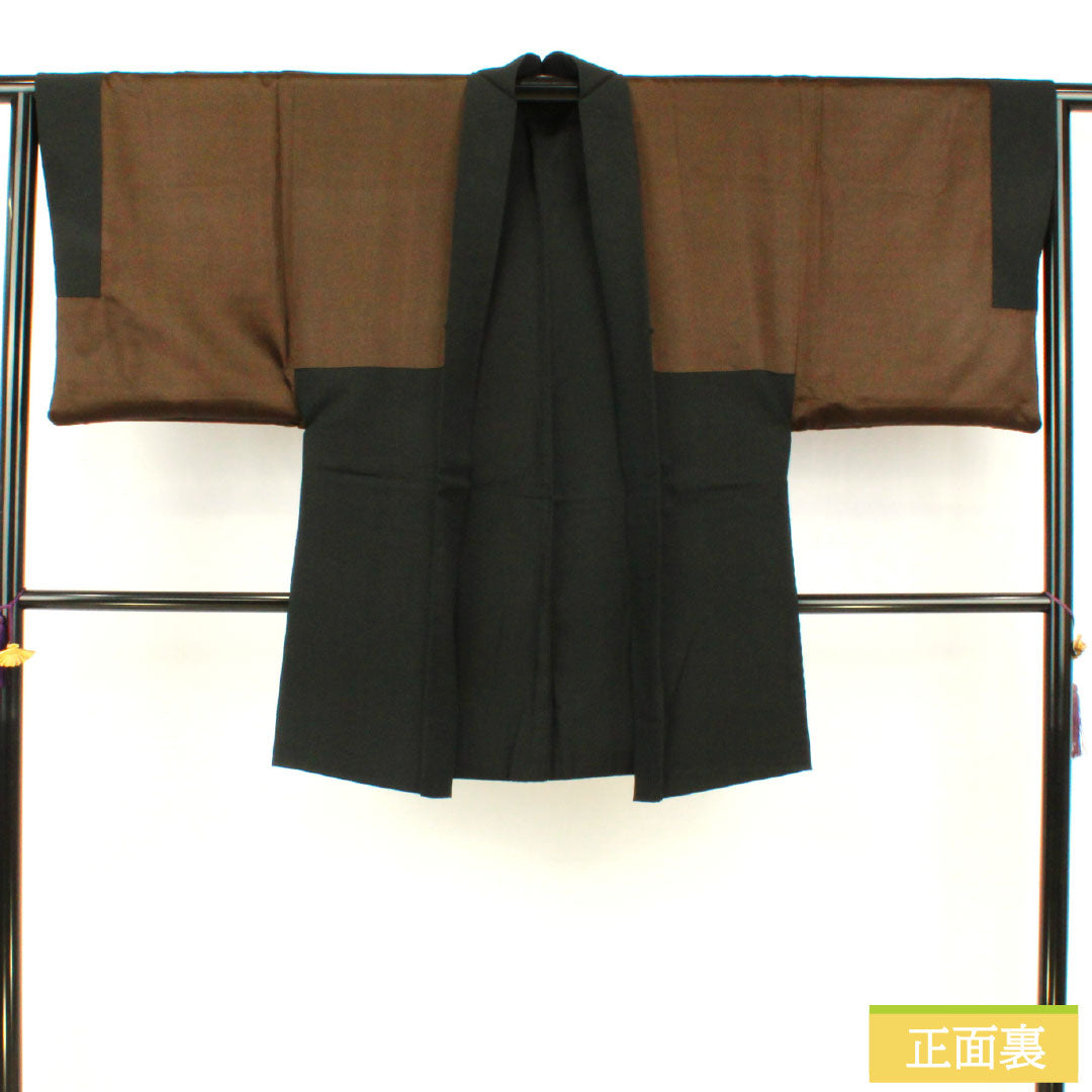 男物 正絹 Sランク 身丈89.5cm 裄丈65cm 無地 黒系 1119001532110