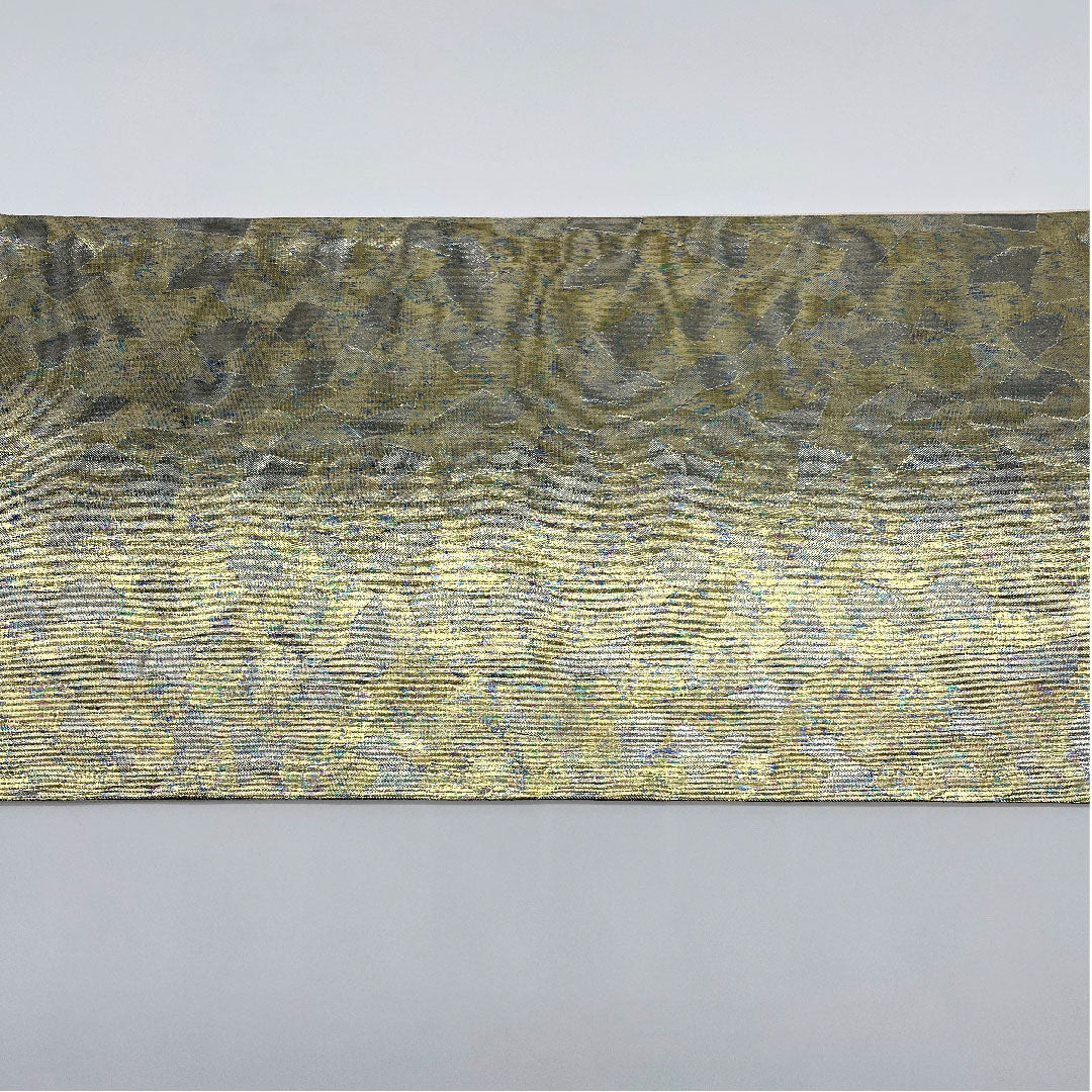 袋帯 金色 幾何学模様 帯丈434cm 正絹 Sランク 六通 フォーマル 金系 1123005242321