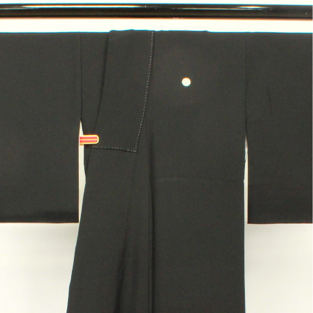 黒留袖 身丈164cm 裄丈62.5cm 袷 京友禅 吉祥文様 丸に三つ巴 正絹 Sランク 五つ紋 黒系 1111000592410