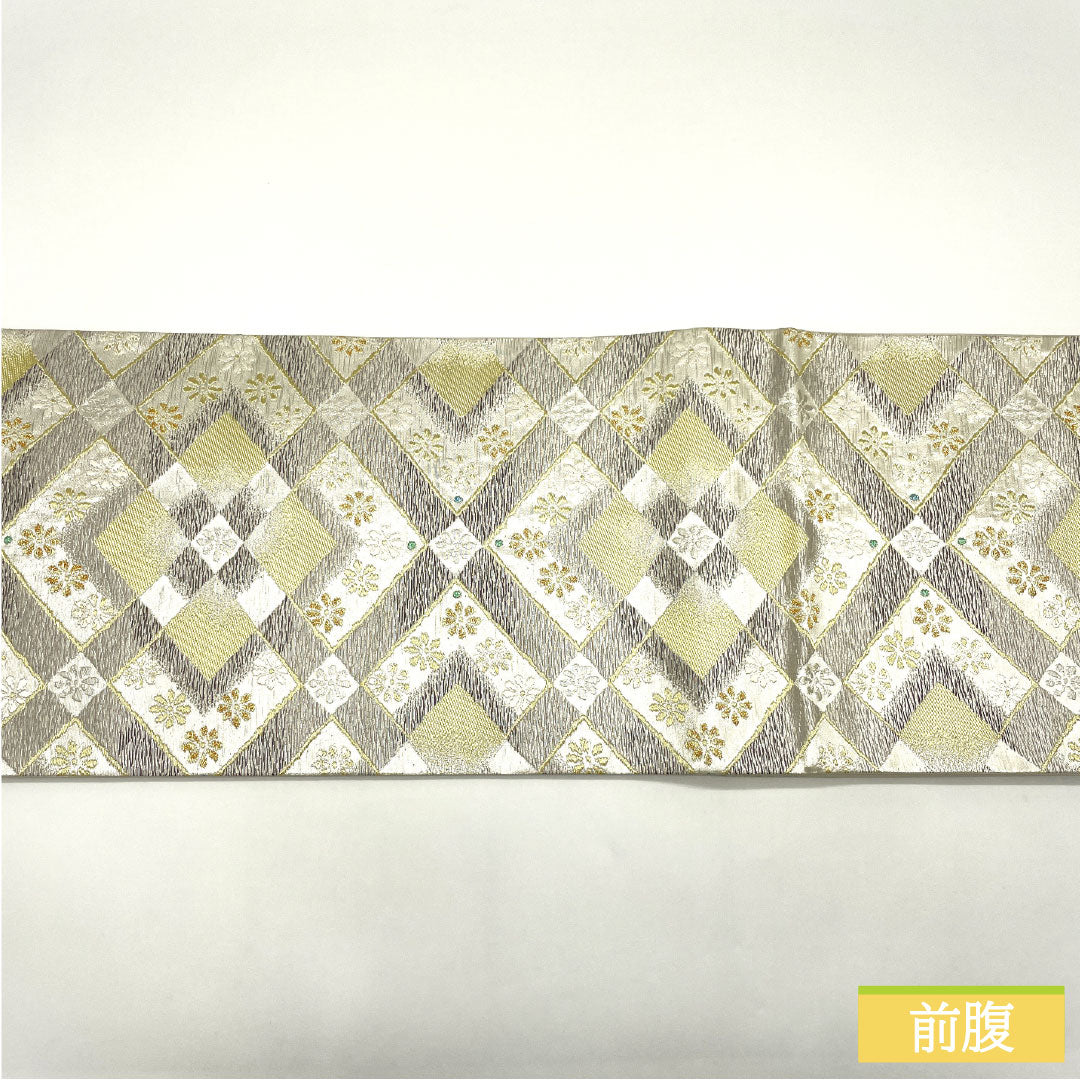 袋帯 正絹 Aランク 夢小路 西陣織 みらくるコート加工   帯丈432cm 六通 フォーマル 銀系 1123016903322