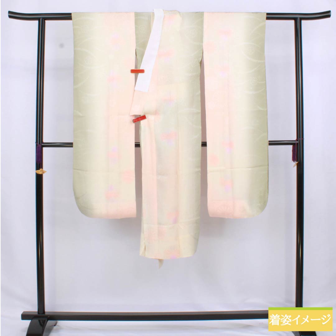 長襦袢 正絹 Sランク 身丈119cm 裄丈61.5cm 単衣 乙女色（おとめいろ） ボカシ染 菊 半衿付き ピンク系 1129000842113