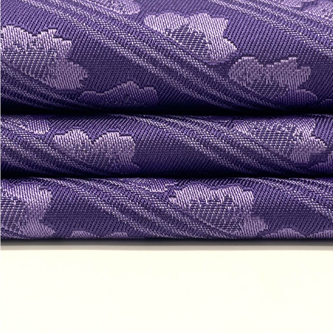半幅帯 ポリエステル 桔梗色（ききょういろ） 花模様 幾何学模様 帯丈360cm 紫系 Sランク 1125002242320