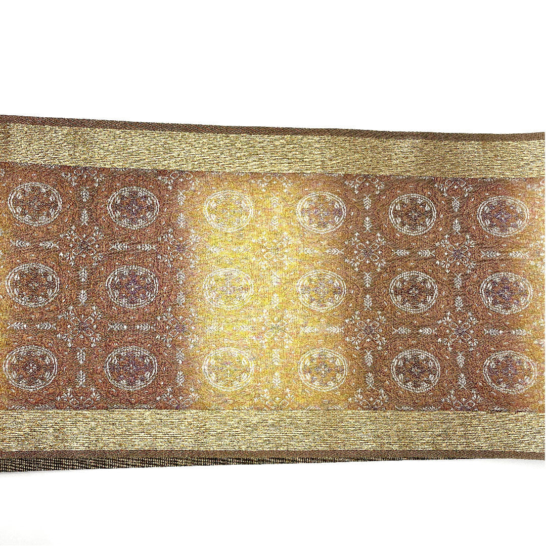 袋帯 正倉院文様 帯丈456cm 正絹 Sランク 全通 セミフォーマル 金系 1123003862421