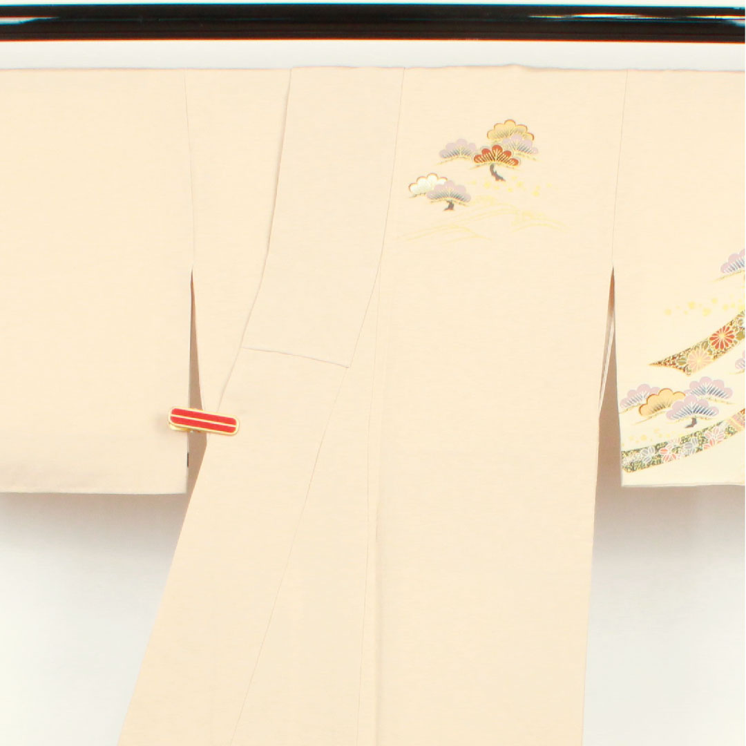 訪問着 袷 身丈152.5cm 裄丈64cm 惚色 京友禅 松 鶴 正絹 Sランク ピンク系 1112001902213