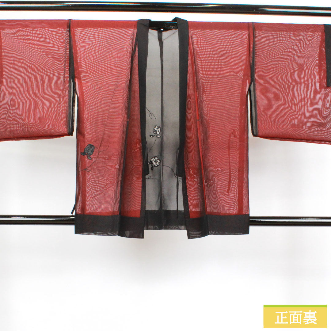 羽織 正絹 身丈81.5cm 裄丈68cm 夏物 抽象模様 紗 Sランク 夏物 黒系 1117000852910
