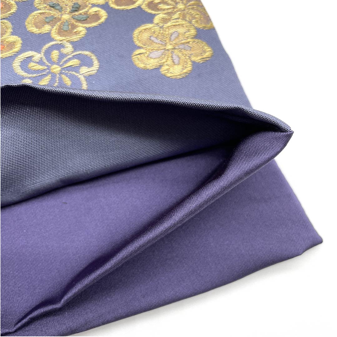 （未仕立）半幅帯 江戸納戸色（えどなんどいろ） 桜 新品未使用品 帯丈438cm 正絹 青系 NEWランク 1125000311917