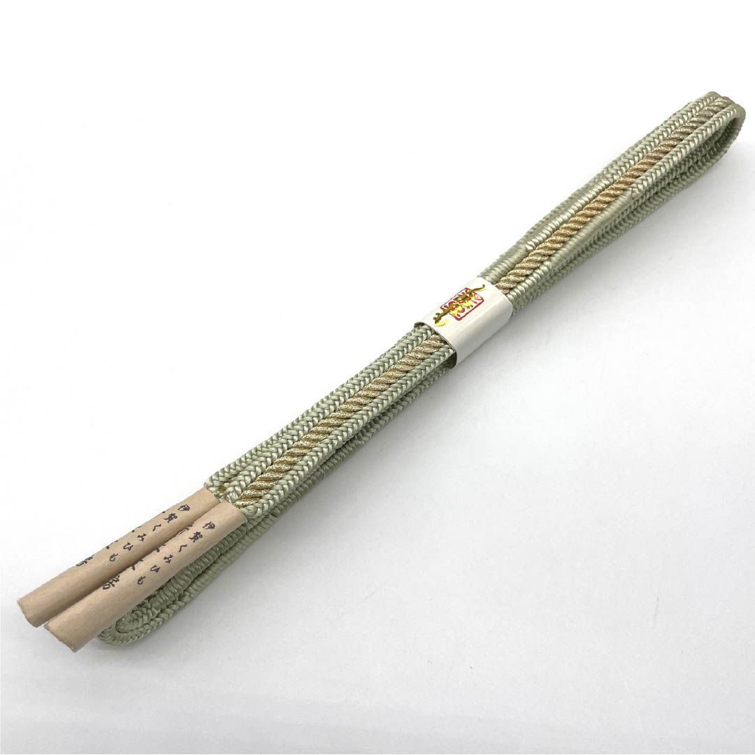 帯締め 正絹 四分紐 硫黄色（いおういろ） 金色 新古品 長さ約165cm 幅約1.5cm フォーマル Sランク 緑系 1135003052319