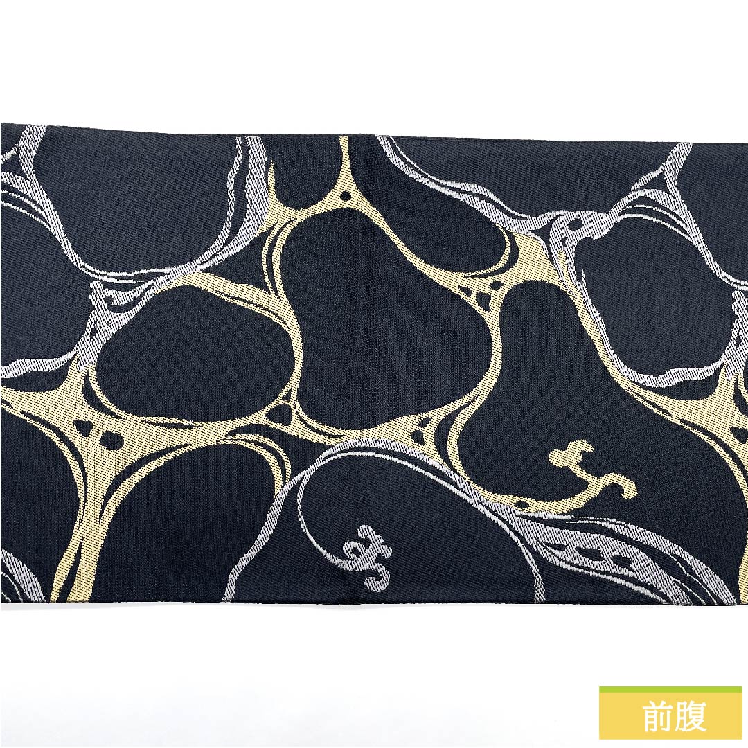 名古屋帯 京袋帯 黒色 水文様 幾何学模様 古典柄 帯丈367cm ポリエステル Sランク 六通 カジュアル 黒系 1124005432310  京袋