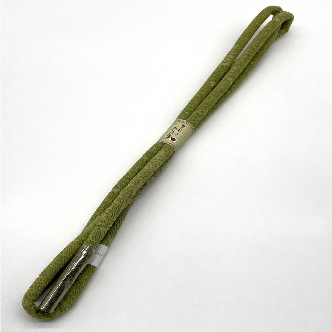 （新古品） 帯締め 正絹 NEWランク 呉竹鼠色（くれたけねずいろ） 丸ぐけ 輪奈ビロード 長さ約172cm 幅約1cm カジュアル 緑系 1135004661419