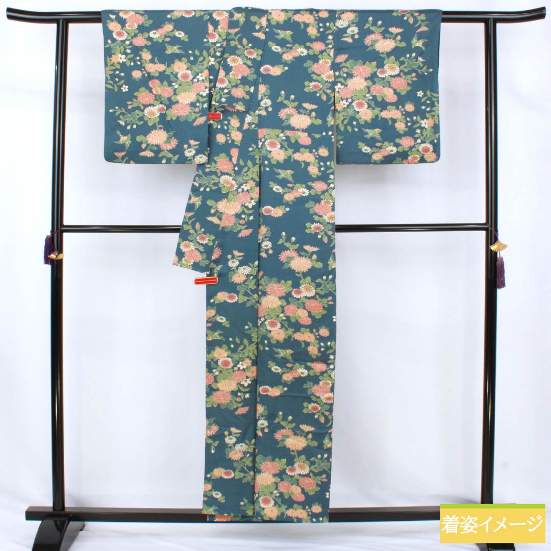 リサイクル着物】小紋 ポリエステル Aランク 身丈155.5cm 裄丈62cm 単