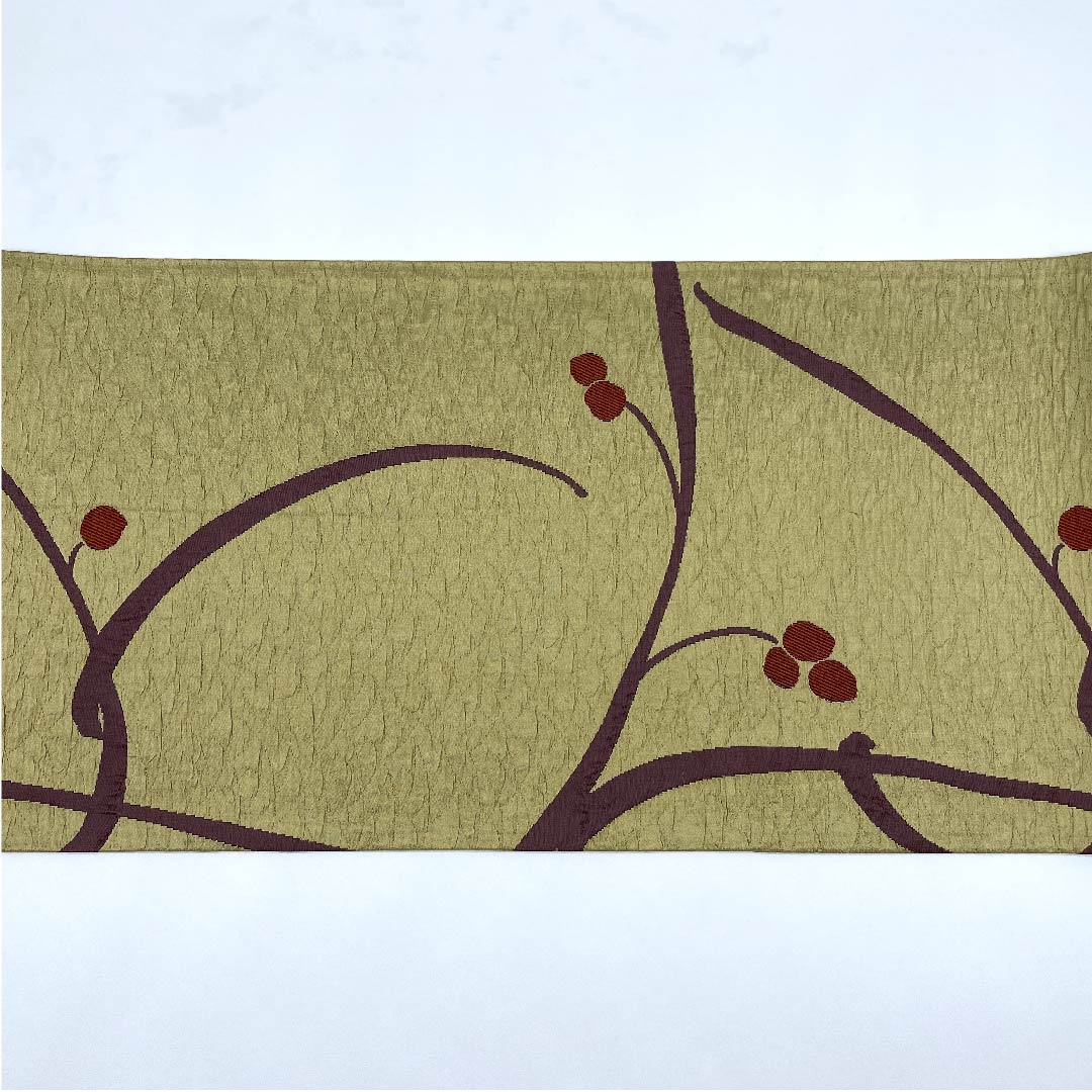 (Unmade) Fukuro Obi (Dried Color) Nuts Abstract Pattern Obi Length 457cm Pure Silk NEW Rank Six-way Casual Beige 1123008461425