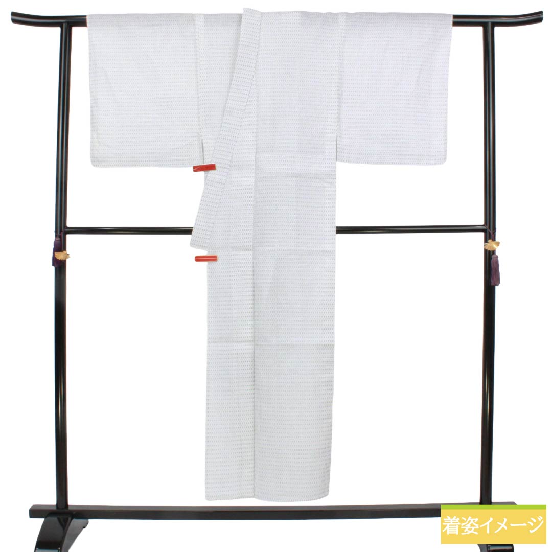 夏物 綿麻 男物 Bランク 身丈149cm 裄丈69cm 絣柄 紗 白系 1132006464411