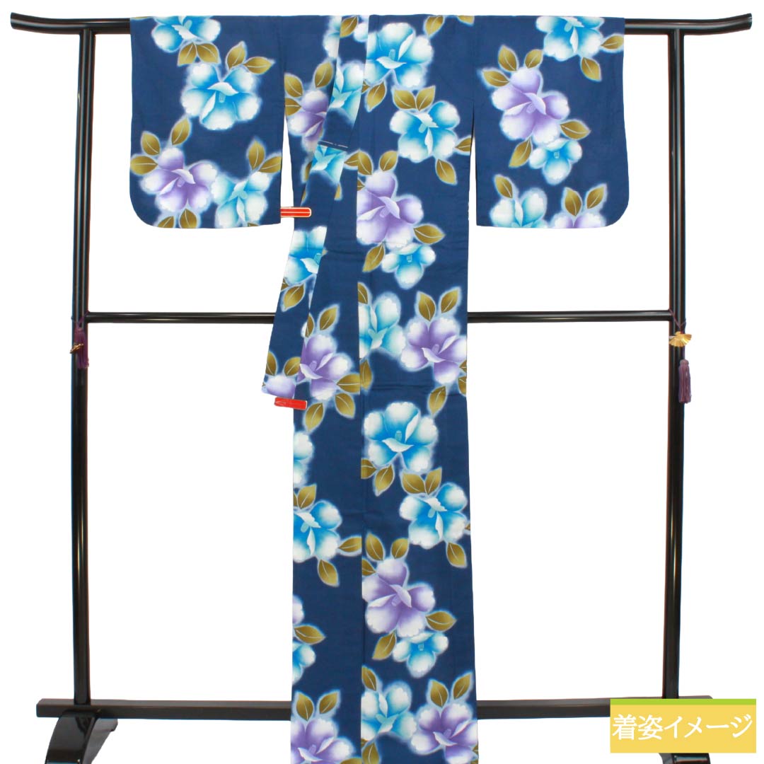 リサイクル着物】浴衣 木綿 Sランク 身丈167.5cm 裄丈65.5cm 韓藍色