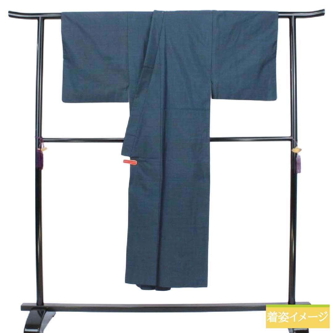 男物 正絹 Sランク 身丈143cm 裄丈68cm  大島紬 100亀甲 横双 袷 紺系 1119002182418