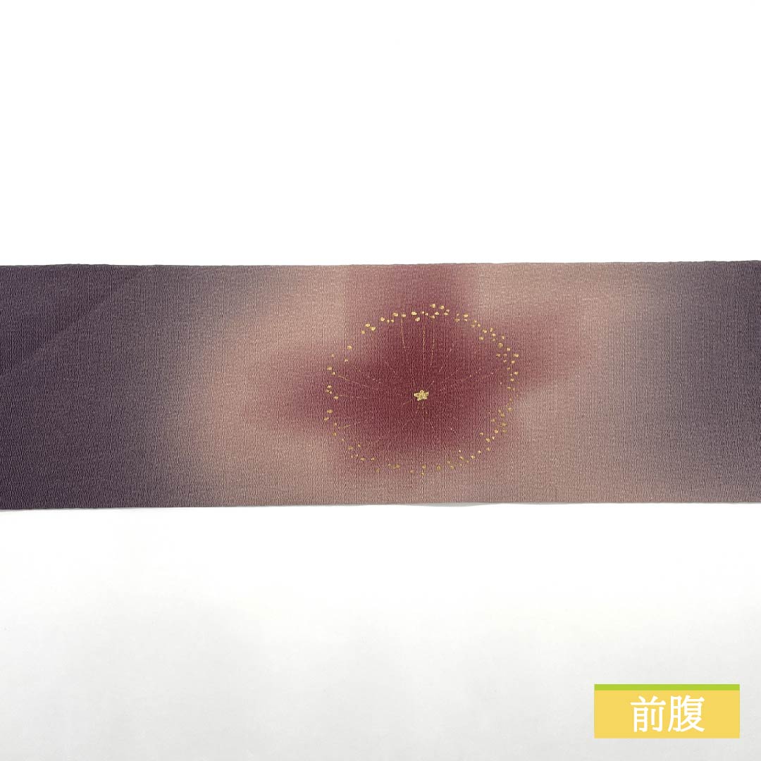 名古屋帯 深滅紫色（ふかきけしむらさきいろ） ちりめん地 染め帯 桜 帯丈384cm 正絹 Sランク ポイント柄 セミフォーマル 紫系 1124008412420 名古屋仕立て