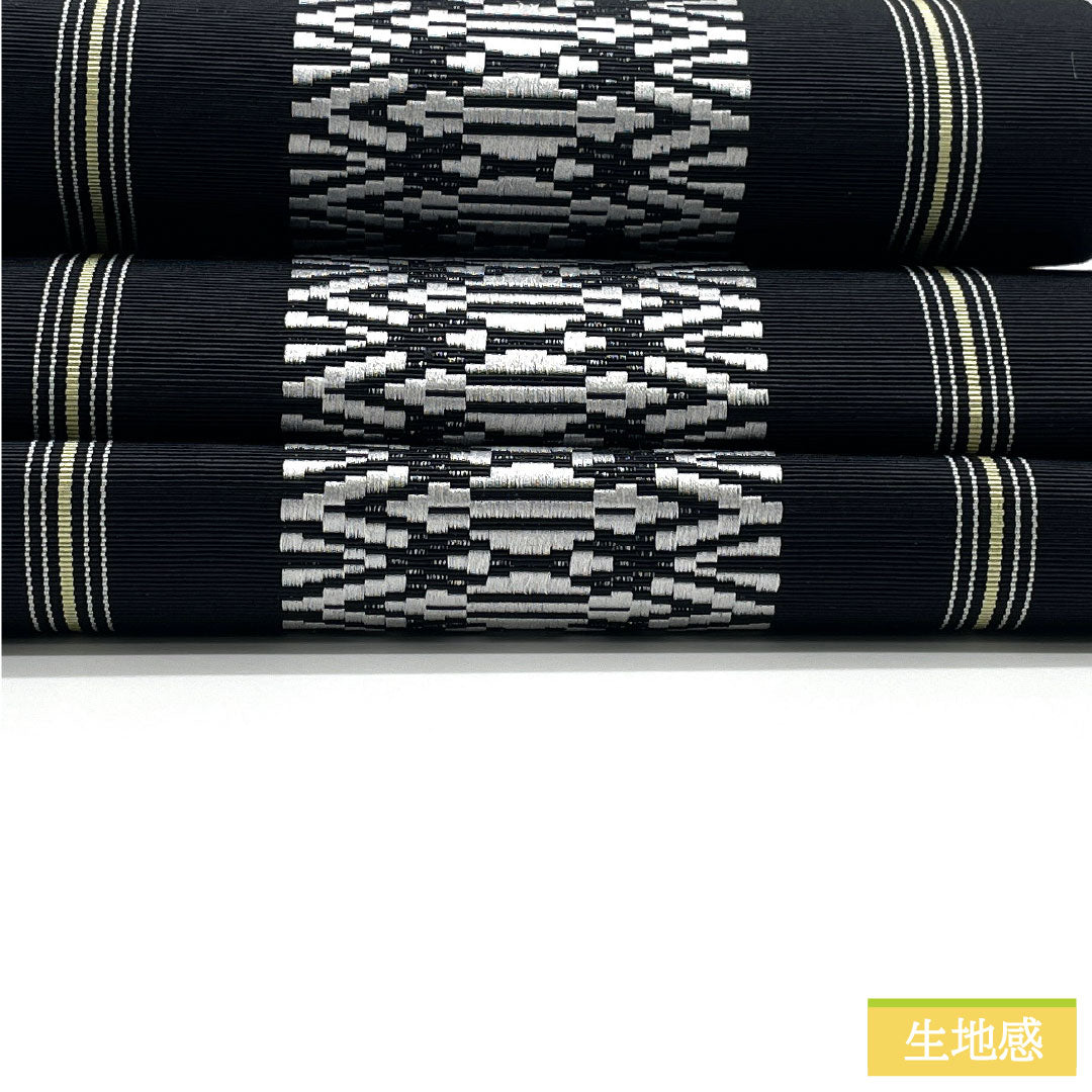 リサイクル着物】（未仕立）半幅帯 正絹 NEWランク 黒色（くろいろ