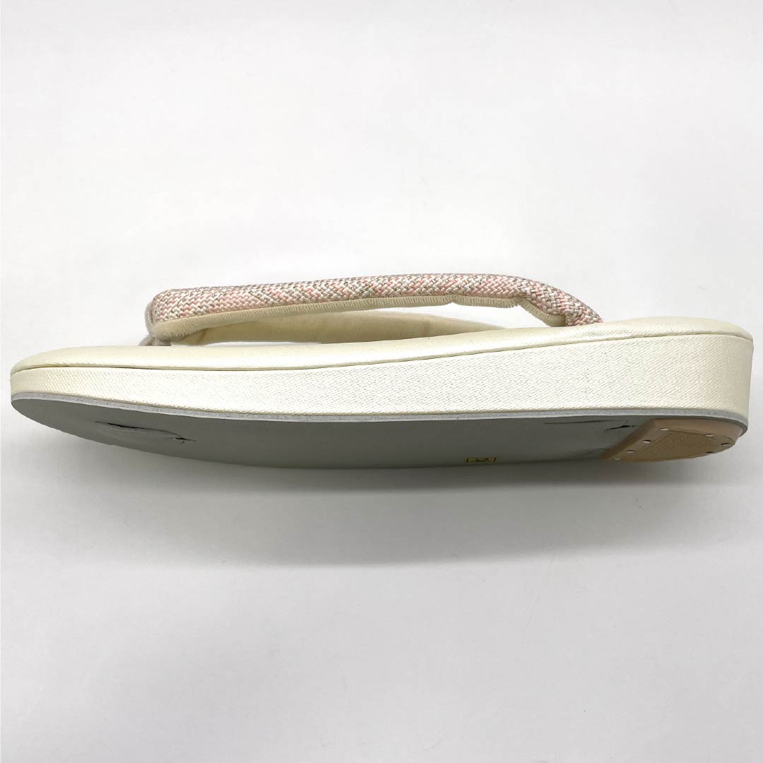 （新古品）草履 合皮 NEWランク セミフォーマル 五嶋紐 一枚芯 長さ23.5cm Mサイズ 白系 1122001431311