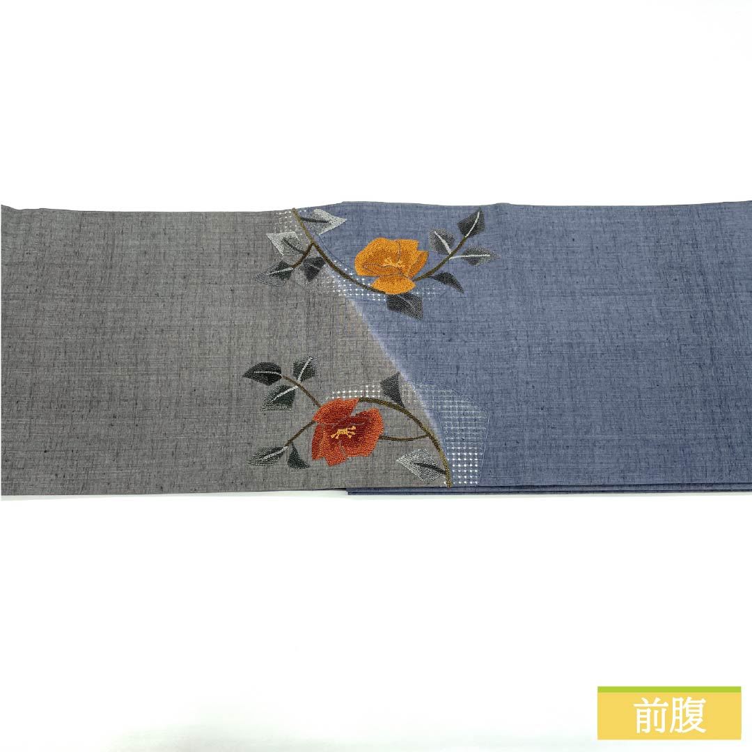 新品　三越　百貨店扱い　汕頭刺繍　相良　花丸文様　絞り　人気色 リサイクル着物】名古屋帯 正絹 Aランク 錫紵色(しゃくじょいろ) 相良