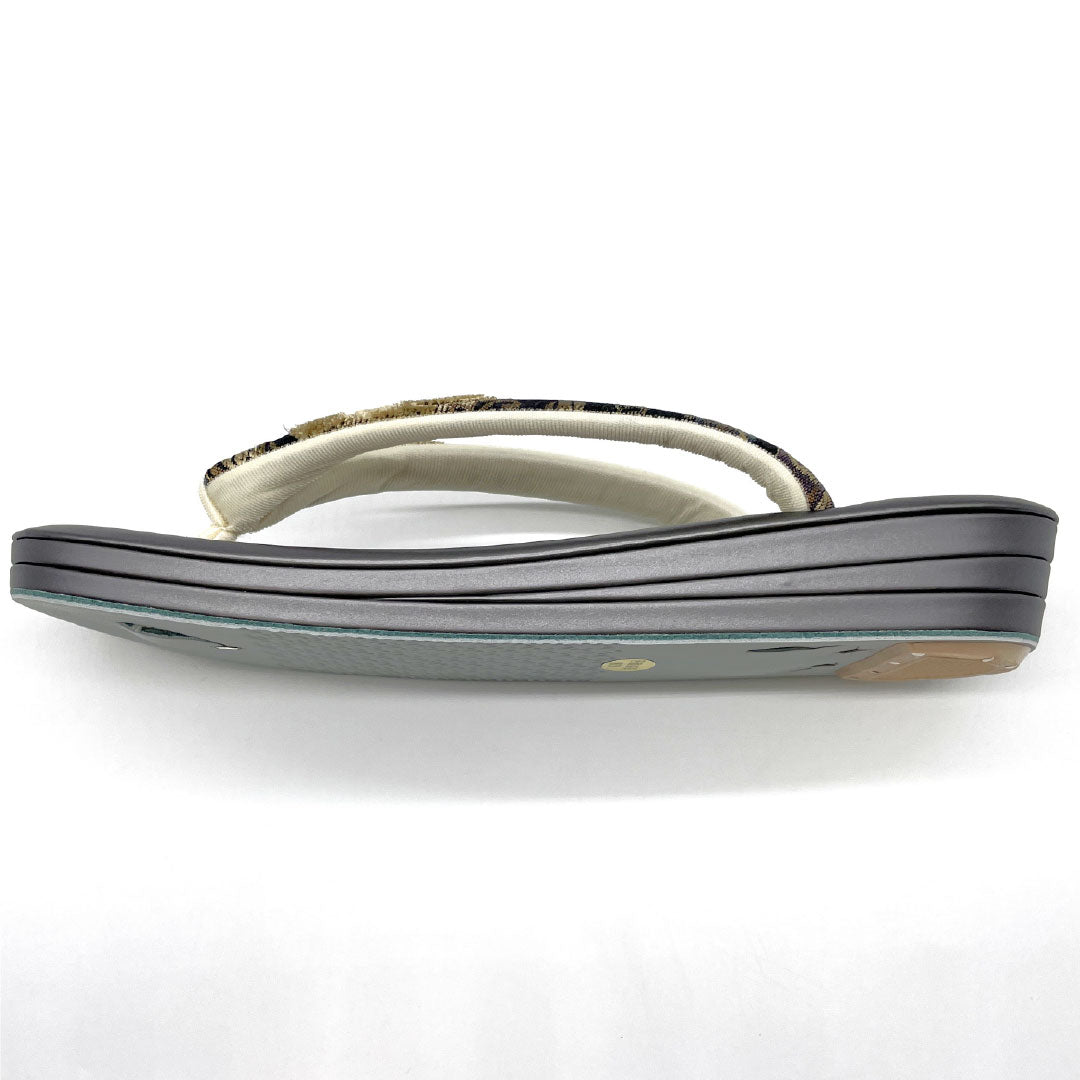 （新古品）草履 皮革 NEWランク セミフォーマル フリーサイズ 天鵞絨 鼻緒キーパー付き 長さ24cm Lサイズ 茶系 1122001351414