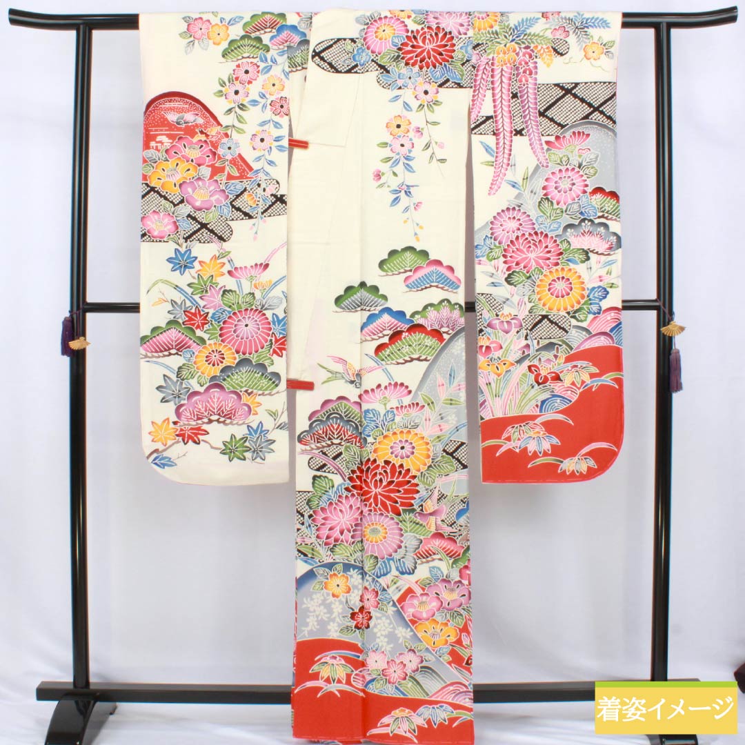 振袖 身丈161.5cm 裄丈65.5cm 正絹 秀品 【中古】 美品】 振袖 身丈161cm 裄丈65.5cm 正絹 秀品 【中古】の通販 by