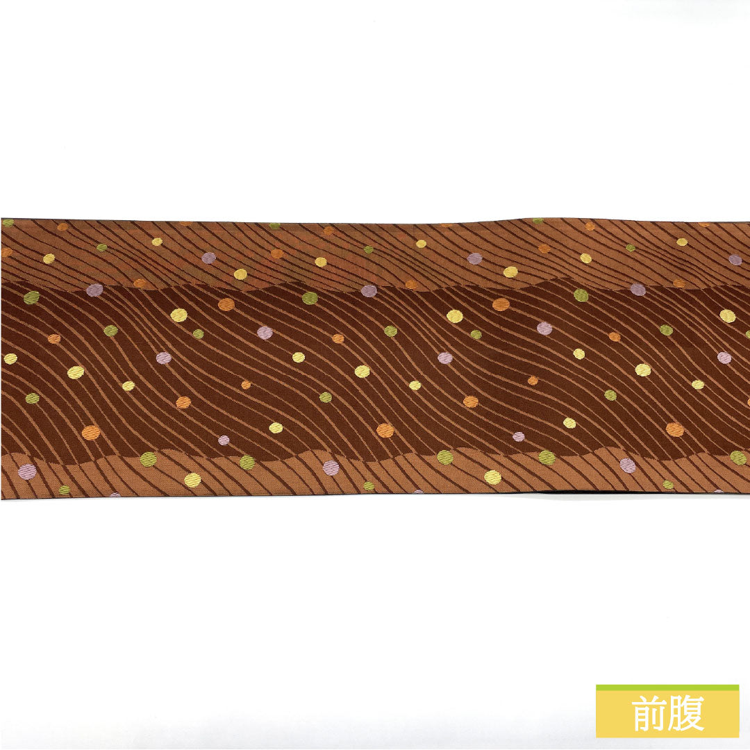 リサイクル着物】袋帯 ポリエステル Aランク 水玉模様 リバーシブル 縞