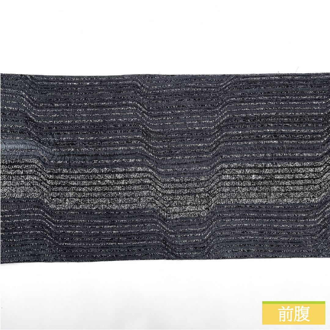 袋帯 正絹 具墨色（ぐずみいろ） 幾何学模様 帯丈442cm Sランク 全通 セミフォーマル 黒系 1123012162310