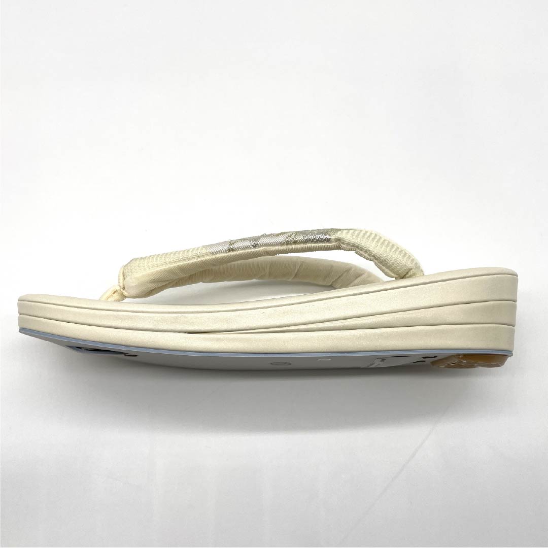 (Like New) Formal Zori Sandals, Synthetic Leather, New Condition, Formal Wear, Formal Kimono, Three-Ply Sole, Length 24.5cm, Size L, White, 1122001281411