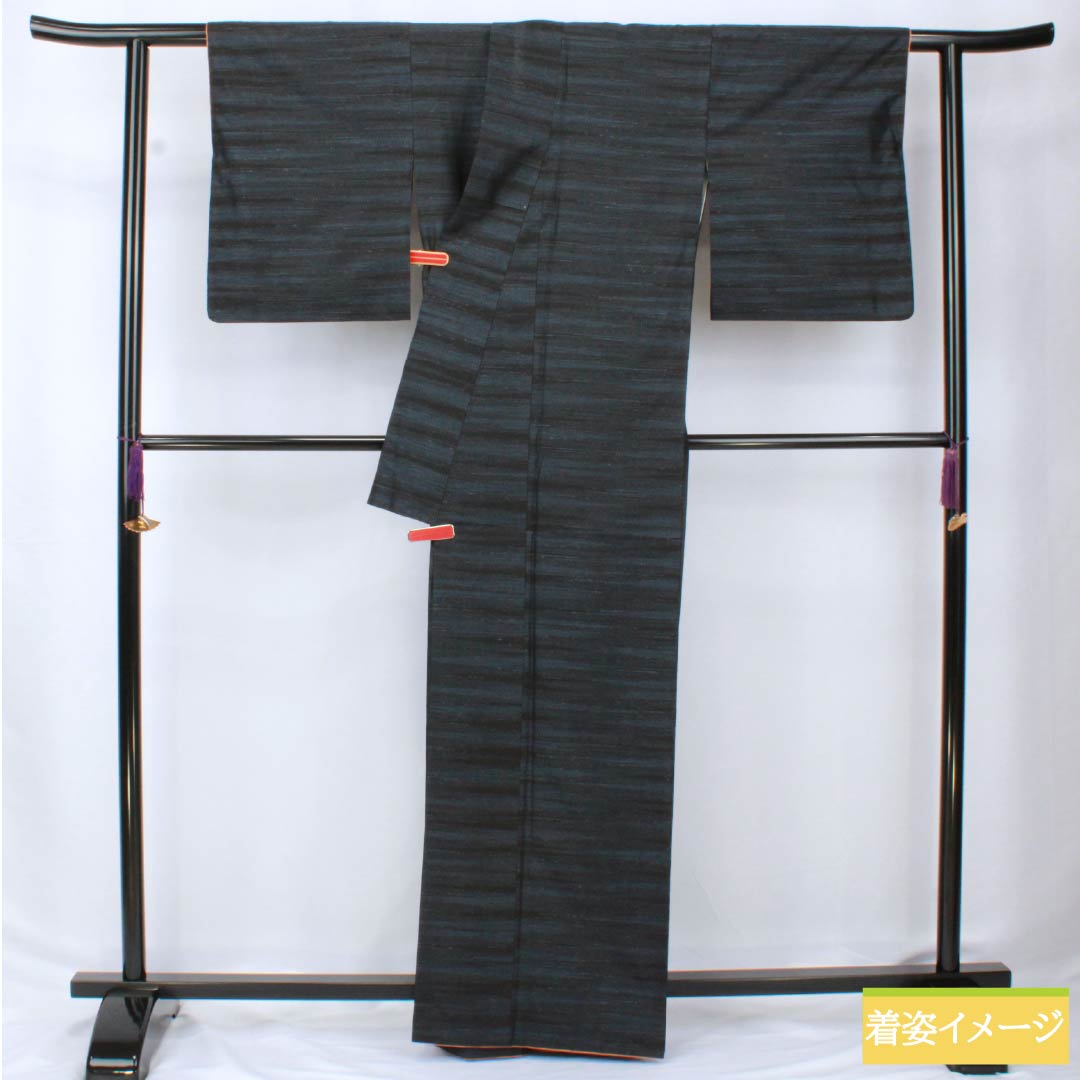 紬 正絹 Aランク 身丈164.5cm 裄丈64cm 大島紬 横双絣 横段 袷 グラデーション系 1116004043499