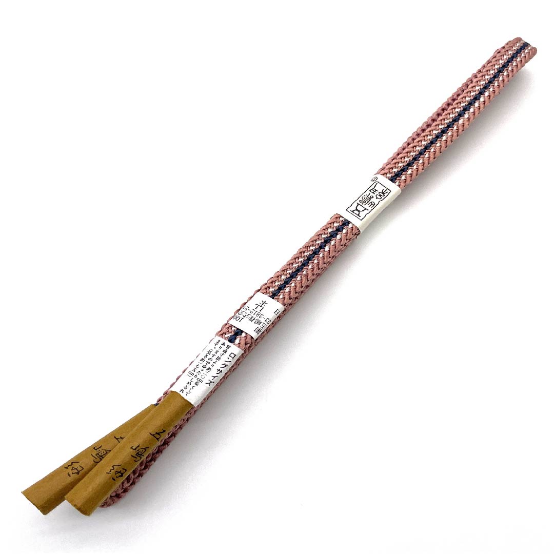 （新古品）帯締め 正絹 四分紐 曙色（あけぼのいろ）五嶋紐 江戸組紐 長尺 長さ約175cm 幅約1cm カジュアル Aランク ピンク系 1135001363913