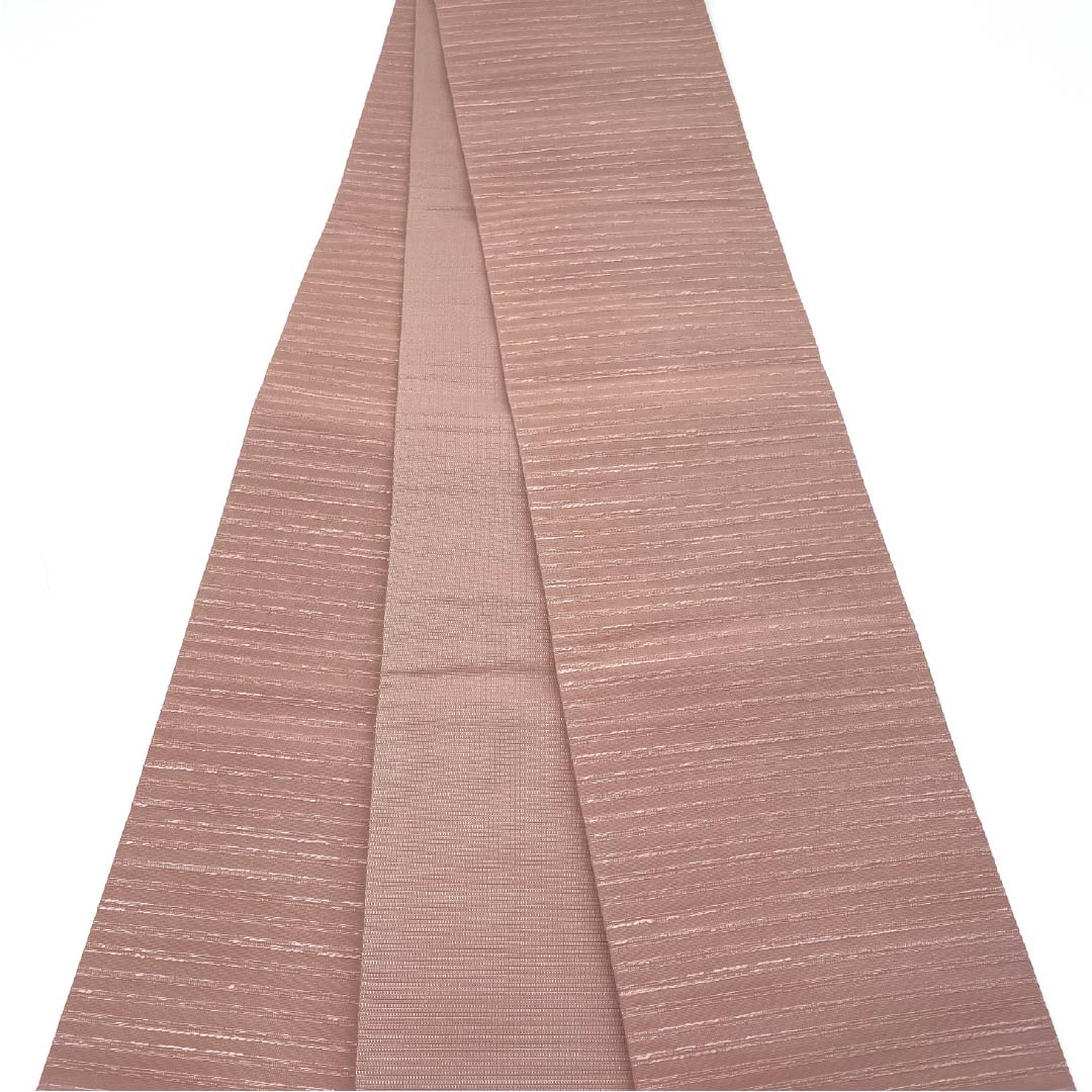 半幅帯 ポリエステル 帯丈366cm 曙色（あけぼのいろ） ストライプ 無地 ピンク系 Sランク 1125001582313