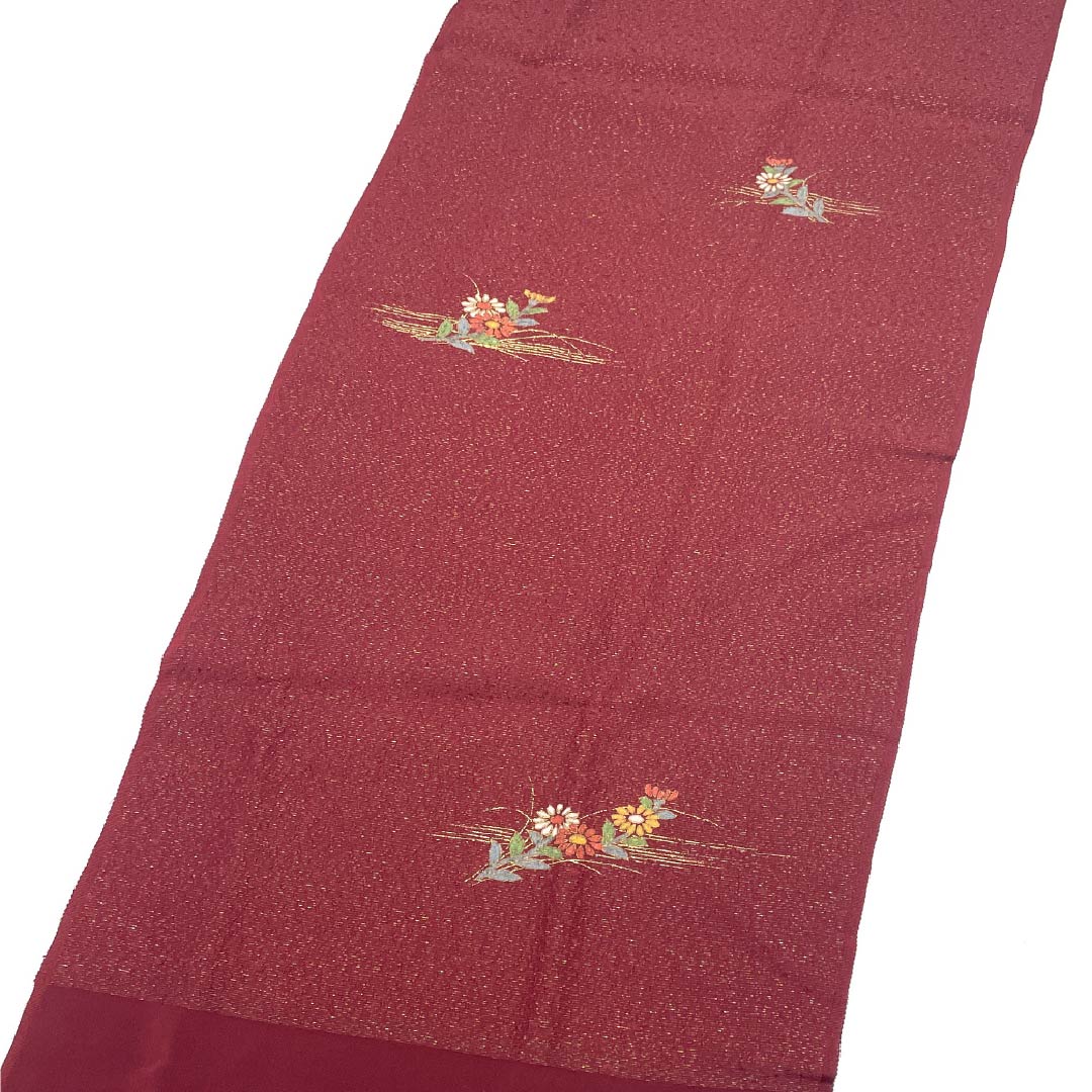 （新古品） 帯締め・帯揚げセット 正絹 Sランク 蘇芳色（すおういろ） 真紅色（しんくいろ） ラメ入り 長さ約156cm 幅約1.3cm セミフォーマル 赤系 1141000152312