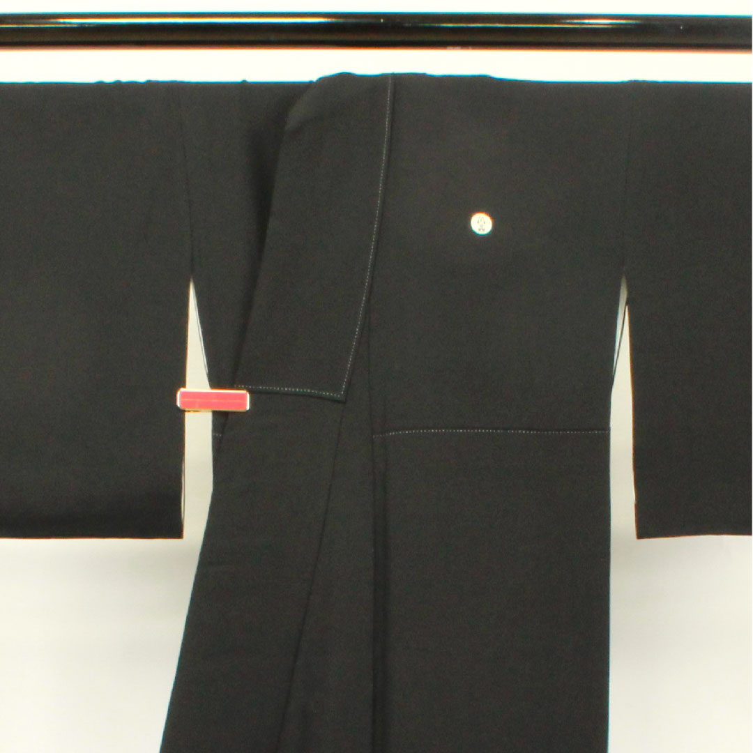 黒留袖 身丈163.5cm 裄丈62.5cm 袷 京友禅 吉祥文様 丸に抱き沢瀉 正絹 Aランク 五つ紋 黒系 1111000633410