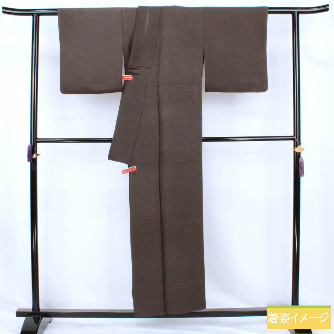 色無地 正絹 Aランク 身丈153cm 裄丈63cm 栗鼠色（くりねずみいろ） 音符 五線譜 楽譜 単衣 茶系 1114002623214