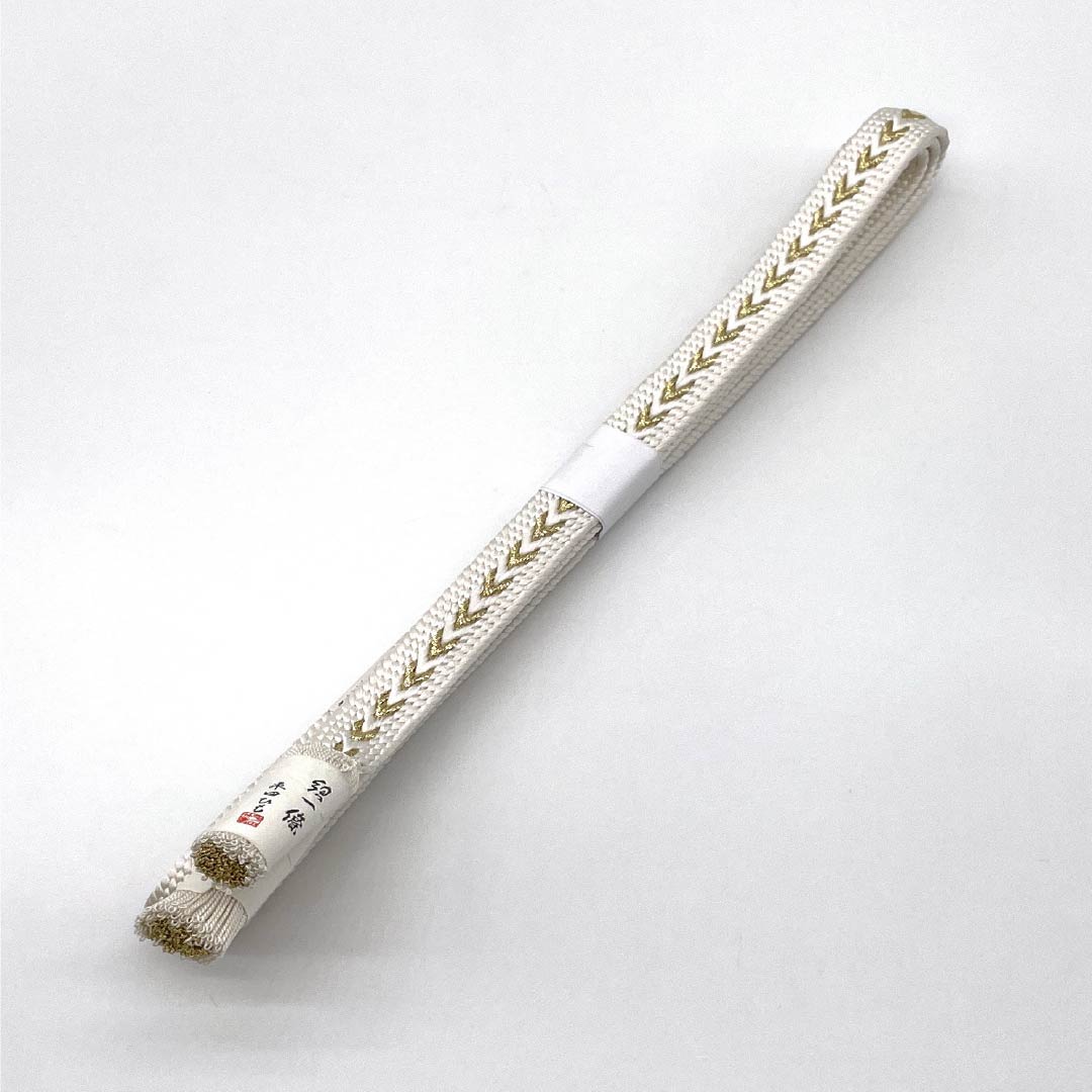 (新品)帯締め 正絹 NEWランク 白練色（しろねりいろ） 平田組紐 留袖用 古典柄 長さ約163.5cm 幅約1.5cm フォーマル 白系 1135004991311