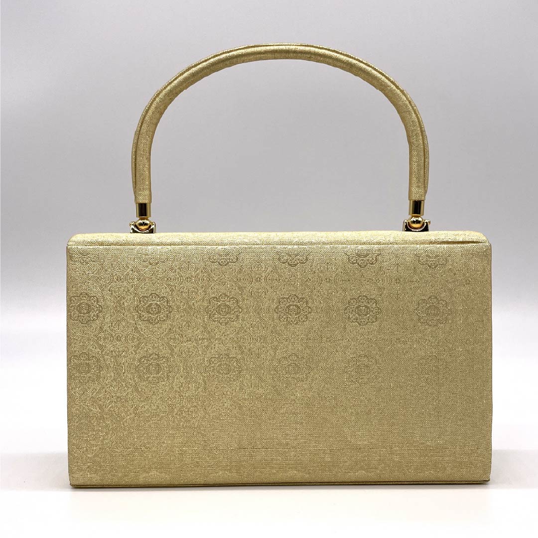 Formal Japanese style bag, gold color (kin-iro), for Tomesode, floral pattern, gold color, S rank, 113900055221