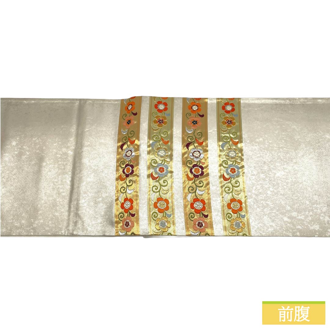 袋帯 正絹 Sランク 銀色（ぎんいろ） 引箔 留袖用 古典柄 横段 帯丈444cm ポイント柄 フォーマル 銀系 1123018502322