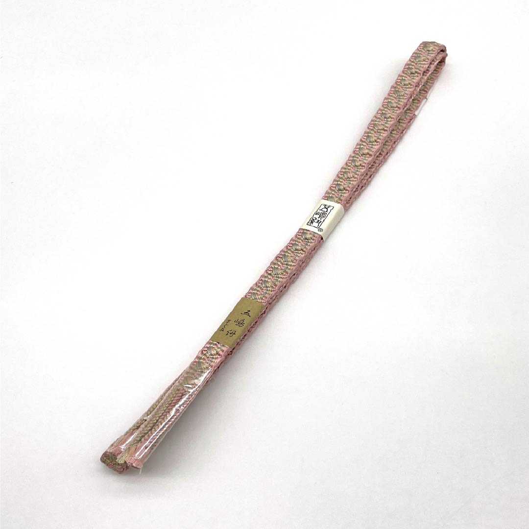 （新古品） 帯締め 正絹 NEWランク 五嶋紐 曙色（あけぼのいろ） 手ぐみ 古典柄 長さ約165cm 幅約1.6cm セミフォーマル ピンク系 1135004871313