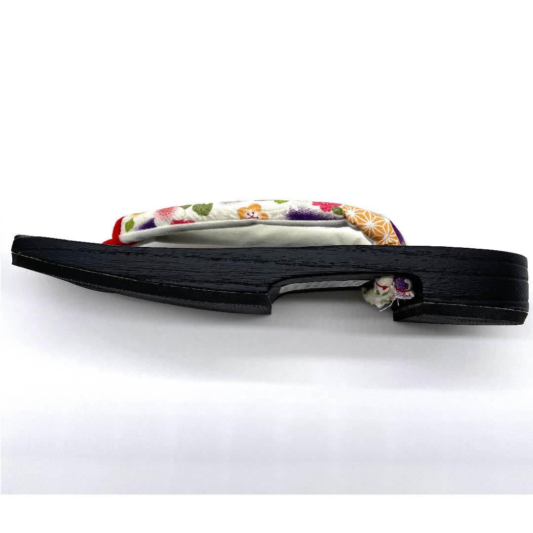 （新品未使用品）下駄 菊 桜 麻の葉 XLサイズ 黒系 NEWランク 1122001171510